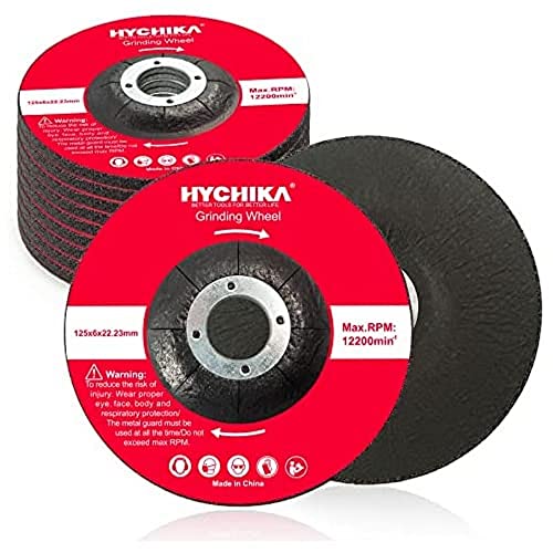 HYCHIKA BETTER TOOLS FOR BETTER LIFE - HYCHIKA Disques d'ébauche 10 pièces, Disque Abrasif pour angulaires 125 mm x 6 mm, roues de meulage pour aluminium, métal et cuivre - -4%