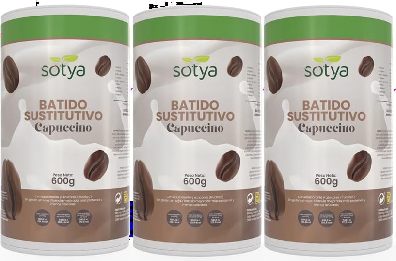 Batidos Saciantes Sustitutivos de Comida para Control de Peso Pack 3 Sabores Capuchino, Con Fibra, Proteínas, Vitaminas y Café Verde Dieta Hipocalórica