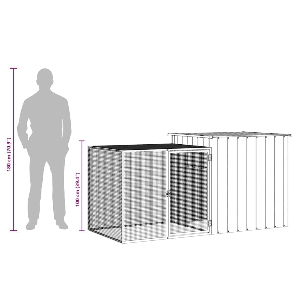 Kaninchenkäfig Anthrazit aus verzinktem Stahl 200x91x100 cm mit Flügeltür und Belüftung, vielseitiger Hasenstall für Freilauf und Schutz von Zwergkaninchen, Nagerheim für Indoor und Outdoor