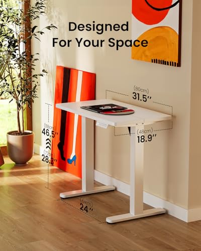Image of ErGear Height Adjustable Electric Standing Desk, 32 x 19 Inches Sit Stand up Desk with Memory Presets, Computer Home Office Desk, White