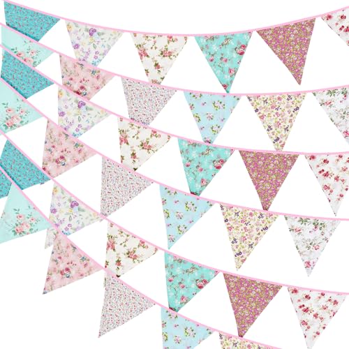 36pcs Guirnalda Banderas Tela Guirnalda de Bandera Guirnaldas Coloridas Guirnalda Fiesta Guirnalda de Bandera Triangular para Boda Cumpleaños Fiesta Jardín