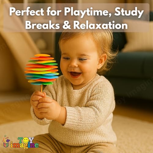 Image of Toy Imagine Candy Flower Fidget Spinner Toy for Kids - BIS Certified Spinning Lollipop Floater Ball with Magic FlipSphere Action | Small Sensory Spring Toy for Boys & Girls Ages 3+