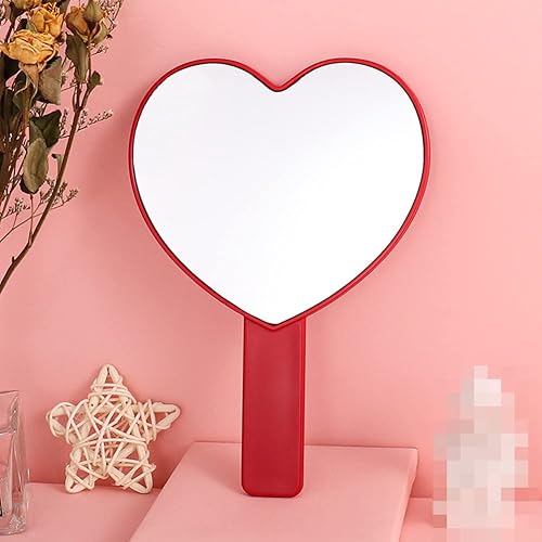 Miniatura 3 de lasenersm Espejo de mano de viaje en forma de corazón, espejo de mano cosmético de viaje, espejo de mano, espejo cosmético de plástico, espejo de