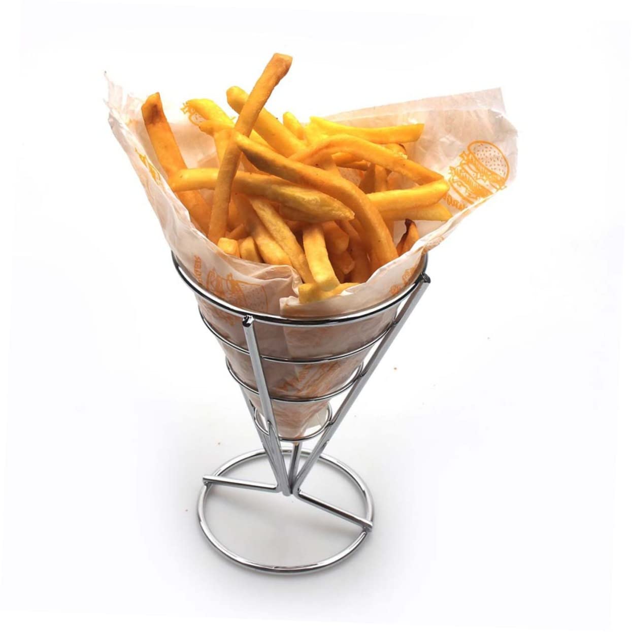 Garneck Iron Art French Fries Server Conical Fries Holder Basket Restaurant Snack Display for Home Parties Events