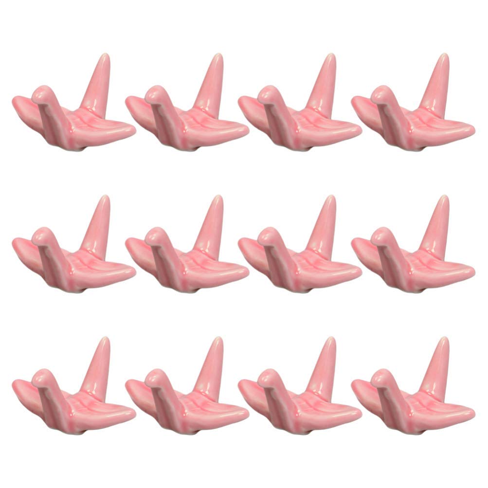 MRKU Chopstick Rest Chopsticks Holders Restaurant 12pcs Porcelain,Wedding Dining Table Decor Guest Gift,Japanese Origami Crane Shape Stand Rack