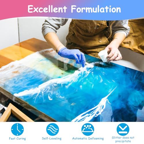 Image of KISREL Epoxy Resin 1 Gallon - Clear Epoxy Resin Kit with 16 Pigments and 8 Colors of Mica Powders - No Yellowing No Bubble Casting Resina for Art Crafts, Jewelry Making & Resina Molds(1 /2 Gallon x 2)