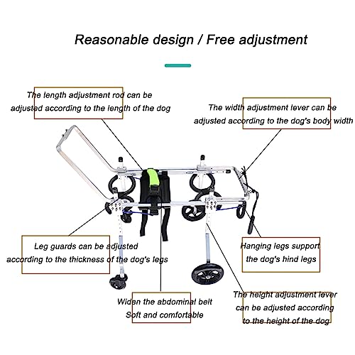 Carrito para perros ajustable de rehabilitación para las patas traseras 5