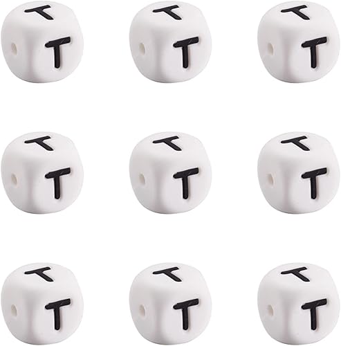 Miniatura 10 de 10 cuentas de cubo de silicona de la letra G, cuentas sueltas cuadradas de silicona, cuentas del alfabeto, 0.472 x 0.472 x 0.472in, letras vocales