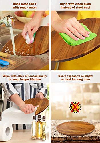 Aidea Acacia Wood Dinner Plates, 8 Inch Round Wood Plates Set Of 4, Easy Cleaning & Lightweight For Dishes Snack, Dessert, Unbreakable Classic Charger Plates - For Christmas Gift #TOP4