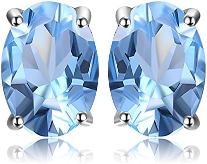 JewelryPalace Owalny krój Kolczyki sztyfty z prawdziwych kamieni szlachetnych Srebro 925 Kolczyki damskie Srebro Birthstone Girls Różowe złoto Złoto