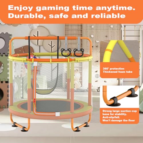 Trampoline pour enfants avec filet de sécurité intérieur extérieur et mini panier