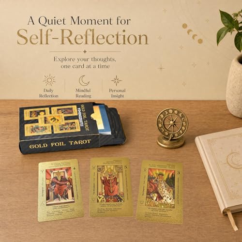 Tarot Rider Waite dorado en inglés con guía de 78 cartas de PET 6