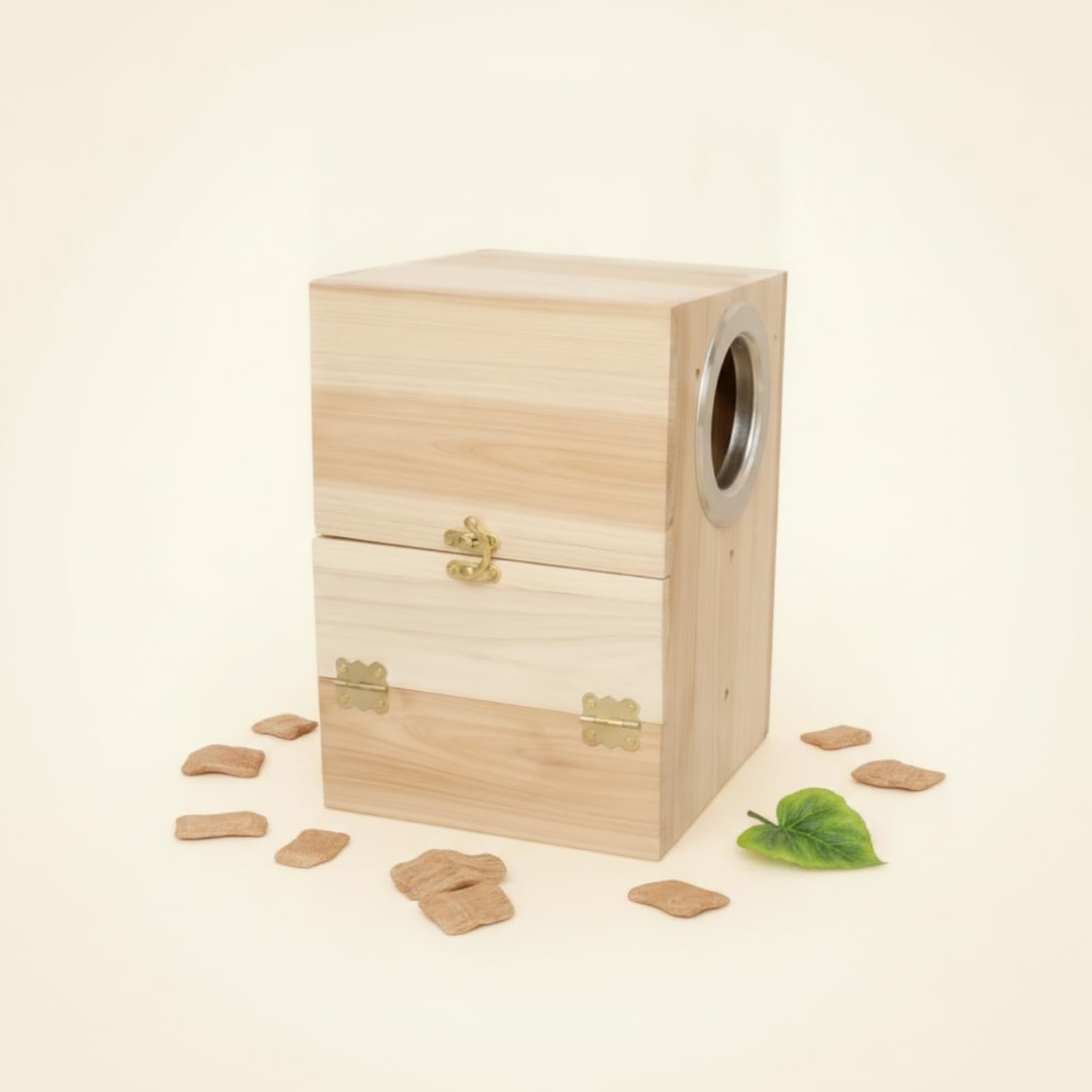 Caja Nido para Aves Percha y Techo Abrible para Periquitos Australianos y Agapornis Acuada para Jaulas y Pajareras, Size to 3, Vertical, Apertura Derecha, 25x25x35cm Boca 8.2cm