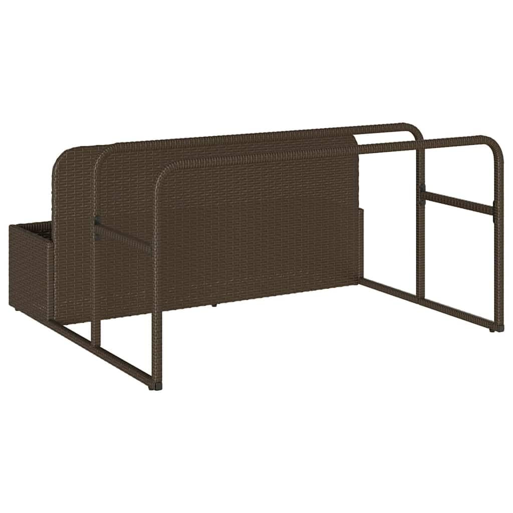 Pool Aufbewahrungsbox Braun 43.31x39.37x22.44 Zoll Poly Rattan mit Fächern Garten Truhe für Poolzubehör Spielzeug Handtücher