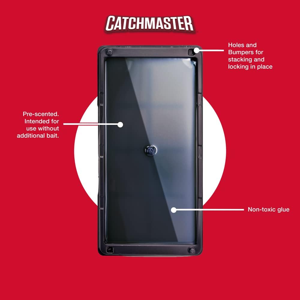 Catchmaster Glue Mouse Traps Indoor for Home 10PK, Bulk Glue Traps for Mice and Rats, Pre-Baited Adhesive Plastic Trays for Inside House, Snake, Lizard, Insect, & Spider Traps, Pet Safe Pest Control