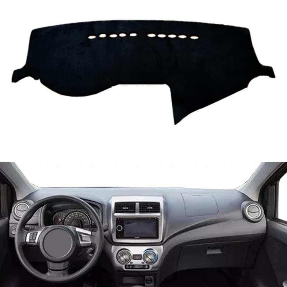 Black Flannel Car Dashboard Mat Cover Compatible with Left Hand Drive Toyota Wigo/Agya 2018 2019 2020