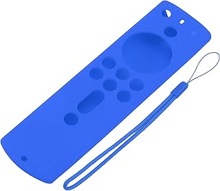Capa protetora de controle remoto, capa protetora de silicone à prova de choque, leve, antiderrapante, capa protetora com cordão para controle remoto Fire TV Stick 4K 2018 (azul)
