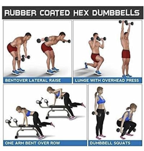 Image of Hex Dumbbells, Pair of 2, Rubber Coated Cast Iron, Steel Handle with Textured Grip, Strength Training (HEX DUMBBELLS 2.5 KG PAIR)