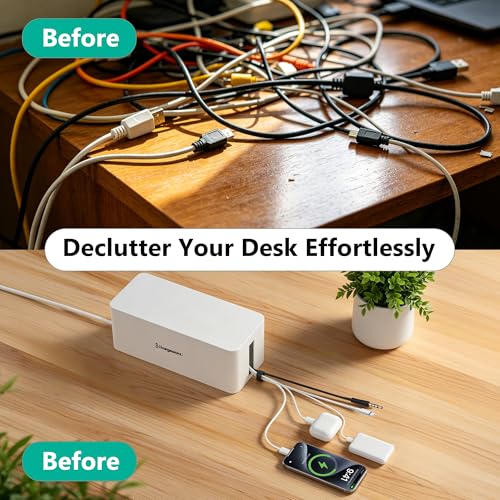 Cable Management Box, Extension Cord Hider, Power Strip Box, White, 2 Pack by CHARGEWORX - Used condition - Image 2