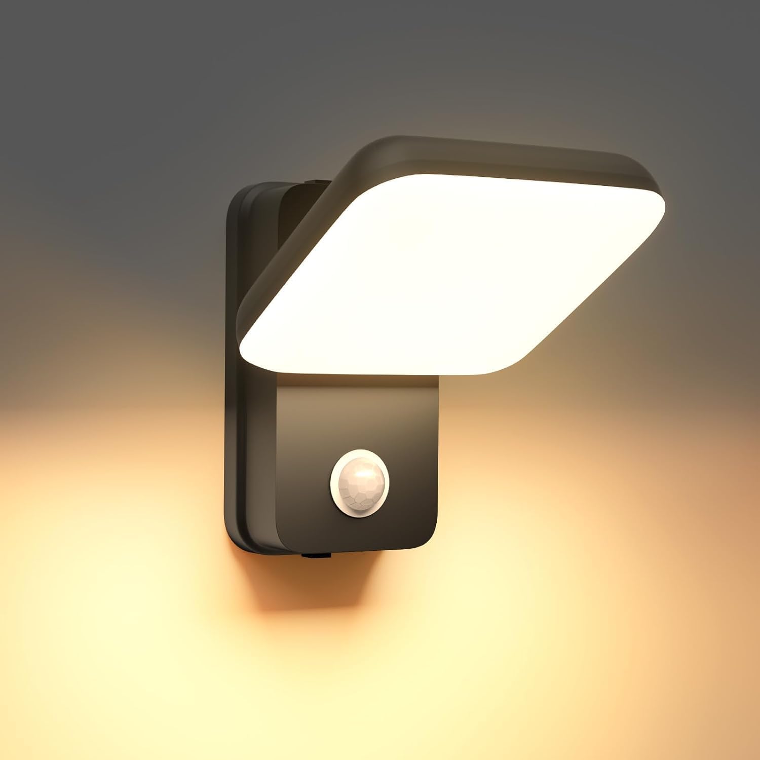 JVURICE Outdoor Wall Light with Motion Sensor, 350° Rotatable Aluminum Alloy, Ip65 Waterproof Wall Lamp for Outdoor Use in House, Garden, Patio, Garage, Easy Installation