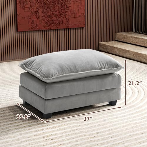 Image of Ihanherry Ottoman for Modular Sectional Cloud Couch, Chenille Deep Seat Sofa for Living Room, Bedroom and Apartment, Grey