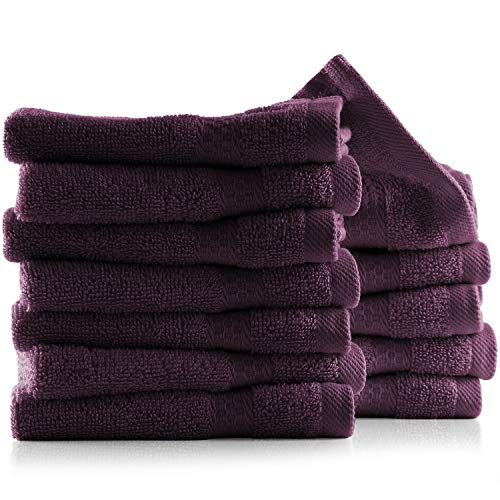 Image of Hearth & Harbor Washcloths 12 Pack - 100% Cotton Washcloth for Body and face, High Absorbent and Soft 13 inchx13 inch Body Wash Cloth, Quick Dry - Purple Washcloths