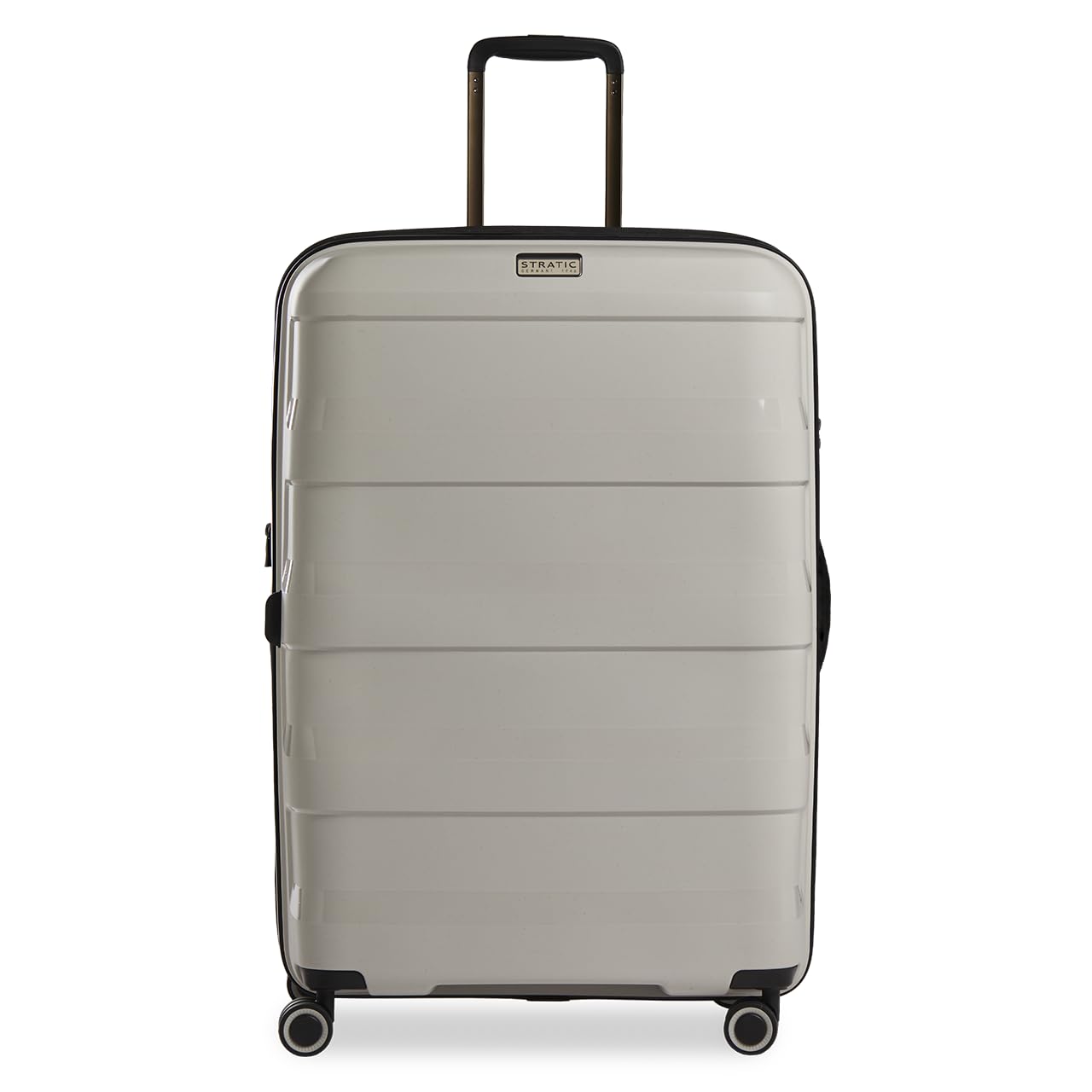 Stratic Straw + Hartschalen-Koffer Trolley Koffer groß Reisekoffer, nachhaltig, 4 Rollen, erweiterbar, TSA-Schloss (Größe L, beige)
