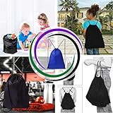 SAWANS Drawstring Bags Gym Swimming School Sports Bag Unisex 1PCS Trainer String Bag Sack Backpack PE Bags for Women Men Children Travel Beach Kids Boys Girls Outdoor Shopping (Black 1pc) - Image 4