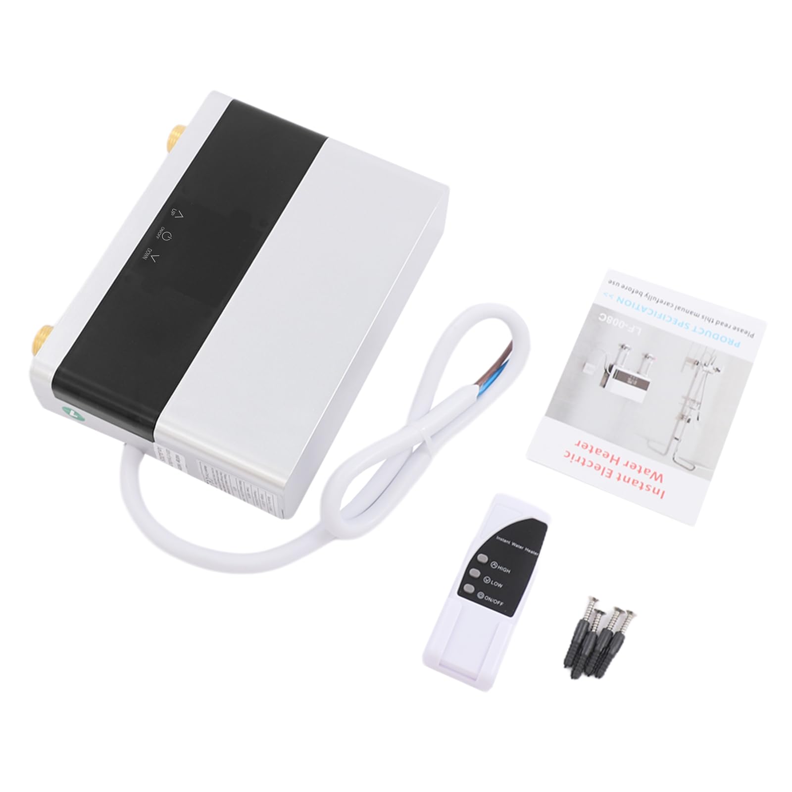 Elektronischer Durchlauferhitzer 6000W: Fernbedienung, 30-50°C Präzisionsregelung + IPX4 - Kompakt für Mietküchen & Gästeduschen, 220V (Silber)