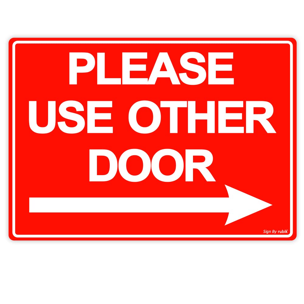 Rubik Please Use Other Door Sign Sticker Self Adhesive 21x15cm, Weather Resistant Reflective Long Lasting Vinyl Decal for Stores Schools Office Indoors and Outdoors (Right Side, Red/White)