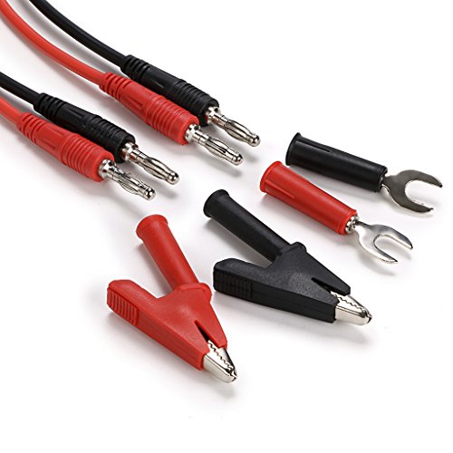 Image of Sumnacon 4 in 1 Banana Plug Alligator Clip Pure Copper Fork Test Lead, 3.3 ft Multimeter Flexible Test Lead Wire Cable With Protective Jack Copper Clamps For Electrical Testing 1000V /15A