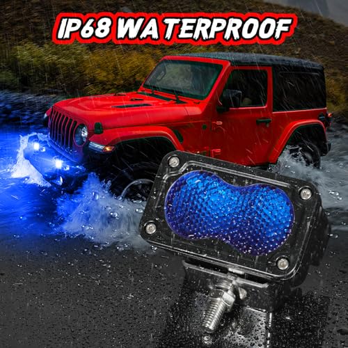 Image of 3 Inch LED Pod Lights Blue Hunting Fishing Rear LED Lights | 2PCS Off Road Auxiliary Backup Fog Light Bar Waterproof Blue Emergency Signal Cube Work Lights for Truck RV UTV Pickup Boat