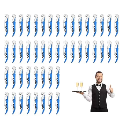 Sommelier Professionale 3 in 1: Cavatappi, Apribottiglie Vino e Lama Corta Capsule - A Leva in Acciaio Inox (12, Blu)