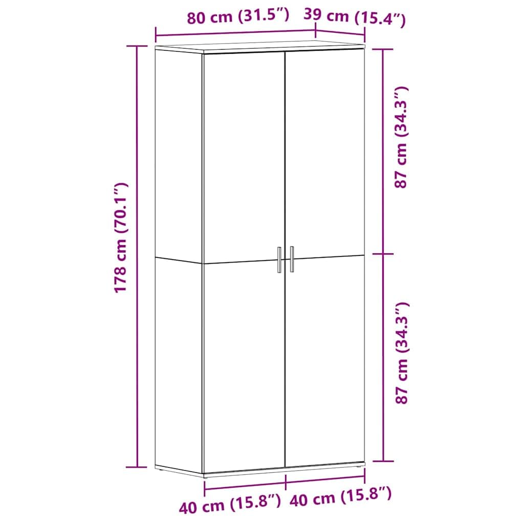 vidaXL Szafka na buty 80 x 39 x 178 cm Drewno inżynieryjne