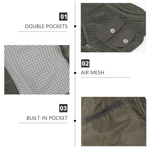 Chaleco de poliéster verde para hombre con multibolsillos Beavorty 5