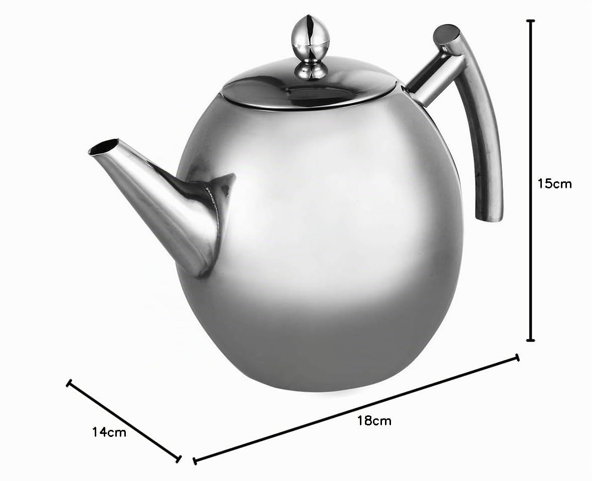 Teiera lucidata, teiera in acciaio inox, grande caffettiera con un manico, può essere utilizzata a casa, in hotel, bar, ristorante, ecc. (1,5 l/1500 ml)