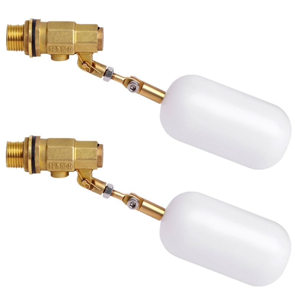 2Pcs 1/2 Pollice Ottone Galleggiante Valvola Galleggiante Acqua con Braccio Regolabile, Bestiame Acqua Serbatoio Galleggiante Valvola per Stagni Piscina Acquari