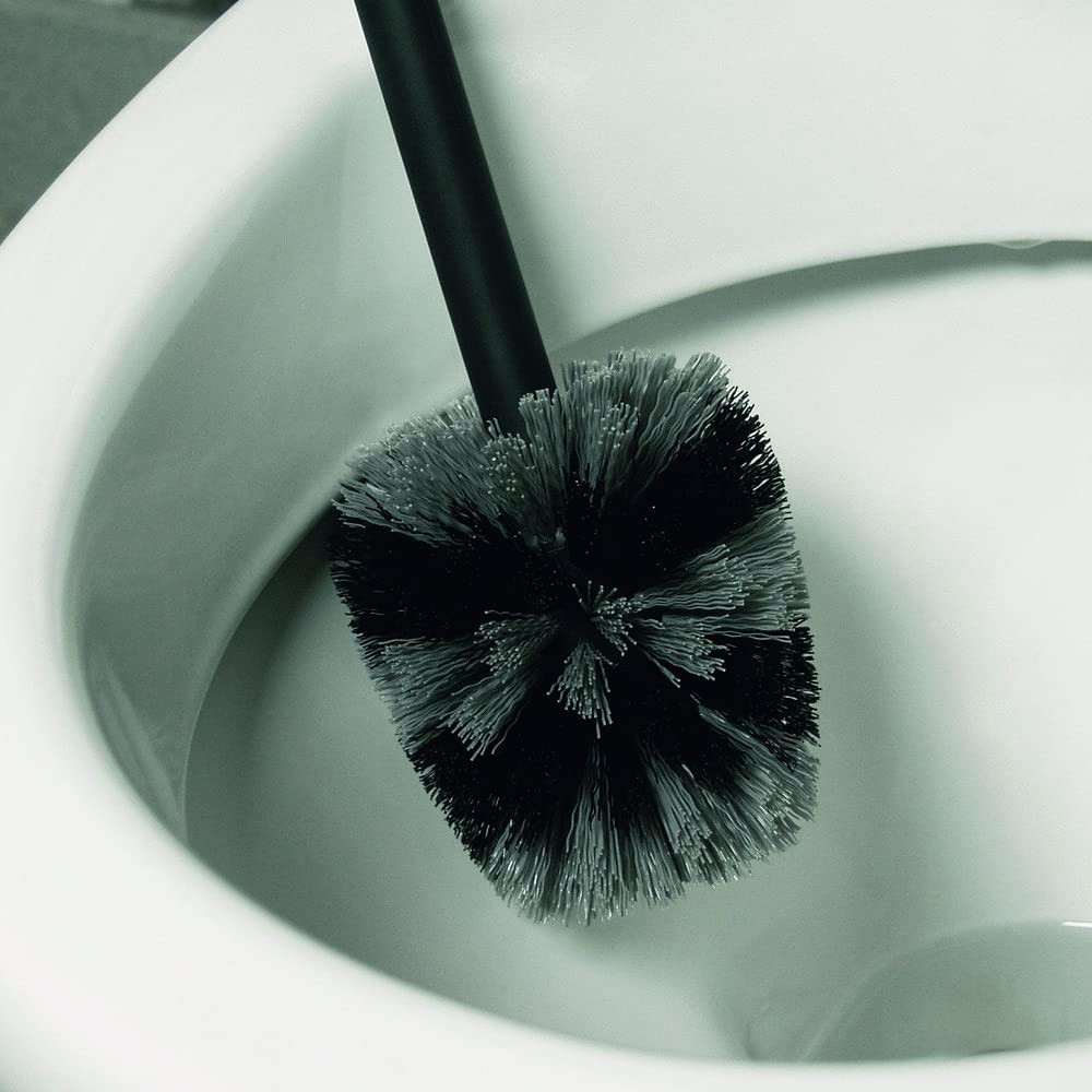 GARIAN Brabantia 370021 Stainless Steel Handled Toilet Brush - Stainless Steel Black, 10 x 20 x 40 cm