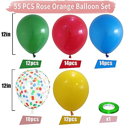 Jobkoo QQ-113 Rainbow Balloons, 60 Pcs Multi Colorful Balloons Set With Primary Color Confetti Balloons, Bright Multicolor Circus Balloons Assorted Colors For Fiesta Theme Party Kids Boys Birthday Decorations thumb #1