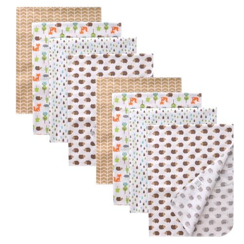 Image of Gina Era Cotton Flannel Receiving Blankets Baby 8 Pcs, Baby Swaddle Blankets, Baby Flannel Blanket 30 X 30 Inch for Boy Girl (Style-14)