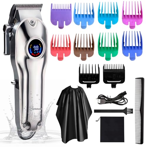 Gabrella Men’s Barber Clippers Waterproof Cordless Hair Clipper & Shaver, Rechargeable Trimmer, Male Grooming Set, Colorful Guide Combs