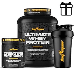 BigMan Ultimate Whey Protein Pack 2 kg (aardbeien) + creatine 300 g + shaker “cadeau” | sterkte, uithoudingsvermogen | spiermassa | spiertoning | herstel van de sport