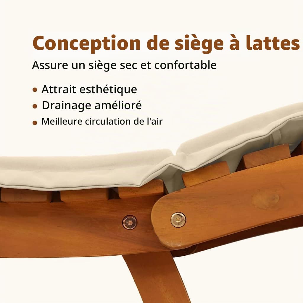vidaXL Transat 2 pc Bois d'Acacia Massif Beige