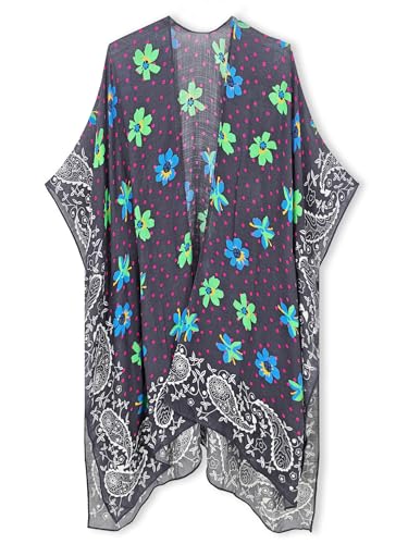 Image of Spicy Sandia Kimonos for Women Floral Beach Cover Up Loose Swimsuit Bathing Suit Coverup Cardigan for Summer Swimwear