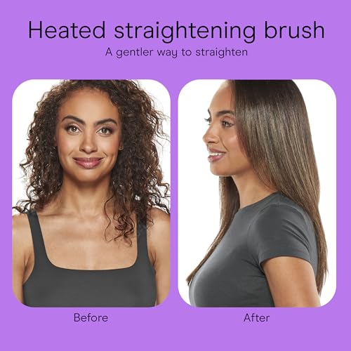 Conair Double Ceramic Hair Straightener Brush, Heated Straightening Brush for Smooth, Shiny Hair, V-Shaped Heated Bristles for Closer Contact, 5 LED Heat Settings, Dual Voltage, White - image 9