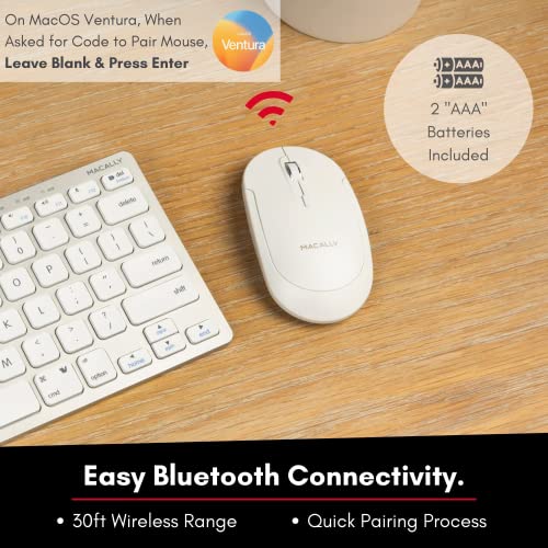 Macally Wireless Bluetooth Mouse For Mac, Macbook Pro/Air, Ipad, And Pc - Quiet Click And Comfortable Wireless Mouse - Compatible Wireless Apple Mouse - White Laptop Mouse Bluetooth #TOP2