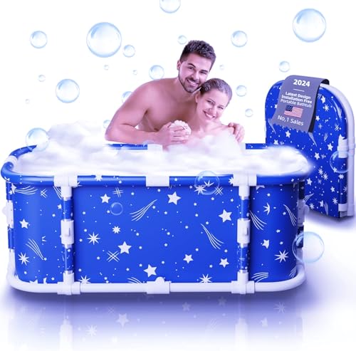Portable Bathtub, 47“ Foldable Bathtub-Installation Free,...