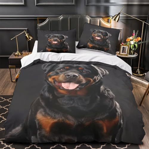Parure de lit Rottweiler 140x200 microfibre 3D housse de couette - 2