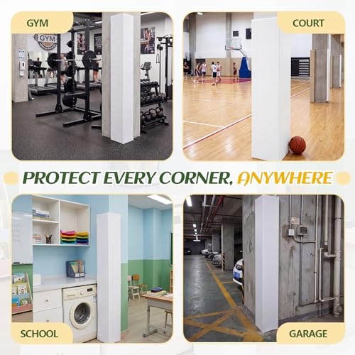 Image of Wonderjune Wall Corner Guards Edge Protector Heavy Duty Foam Corner Protectors for Wall Waterproof 2 Sides Padding for Gyms, Basketball Court, Kindergarten, Playrooms, Garages(6ft,White)