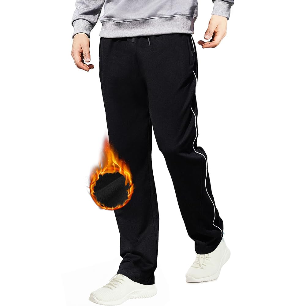 ZOXOZ Joggingbroek voor Heren Lichtgewicht Trainingsbroek met Ritszakken Elastische Taille Joggingbroek Rechte Pijpen Casual Fitness Broek Zwart L